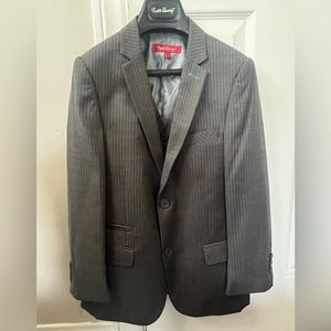 Boys Sport Coat and Vest - Charcoal Grey pinstripe size 10
